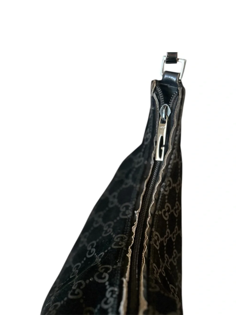 Gucci Vintage GG Suede Hobo Shoulder Bag Black Tom Ford Y2K - Picture 10 of 13